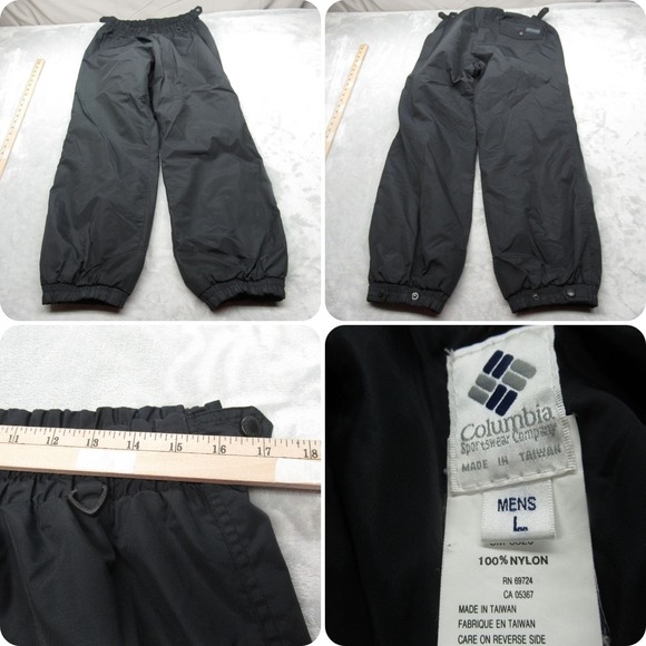 Columbia Over Pants Men Large Black Waterproof Rain Outdoor Hiking Ski VTG 32x31 - Picture 1 of 12